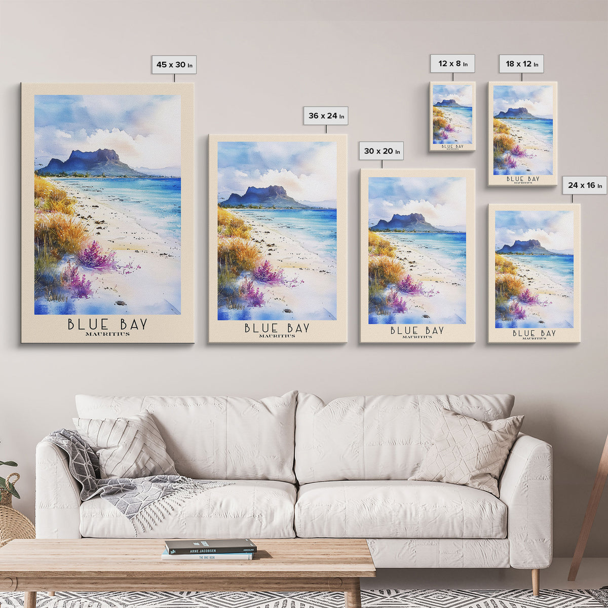 Blue Bay, Mauritius Watercolor Print, Vacation Gift, Mauritius Wall Art, Vacation Wall Art, Vacatation Memories, Beach Decor, Beach Or Lakehouse Art