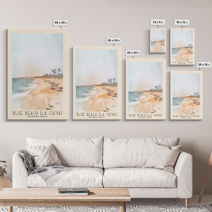Blue Beach (La Chiva), Puerto Rico Watercolor Print, Vacation Gift, Puerto Rico Wall Art, Beach Painting, Beach Decor, Beach Or Lakehouse Art