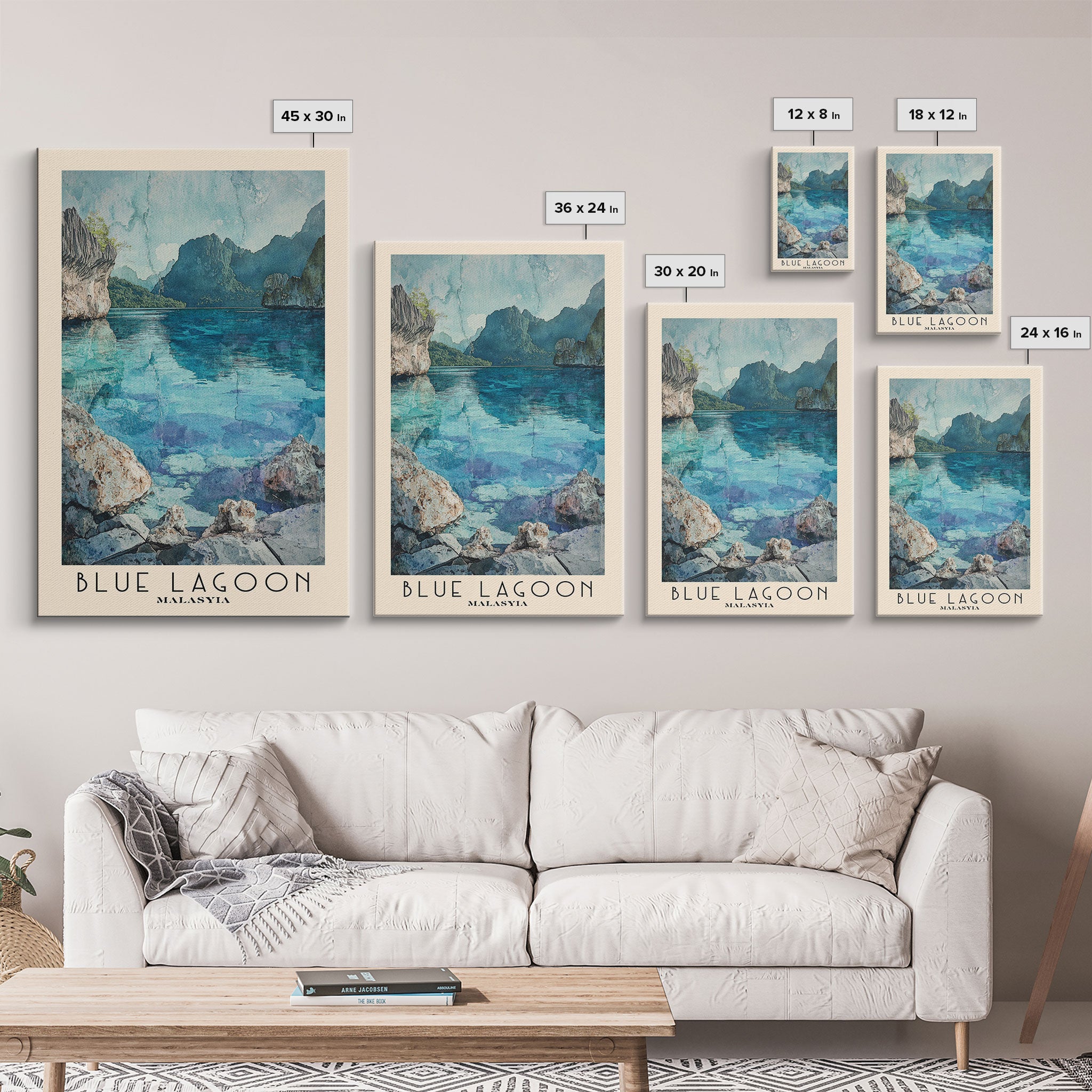 Blue Lagoon, Malasyia Watercolor Beach Print, Vacation Gift, Malasyia Wall Art, Beach Painting, Beach Decor, Beach Painting
