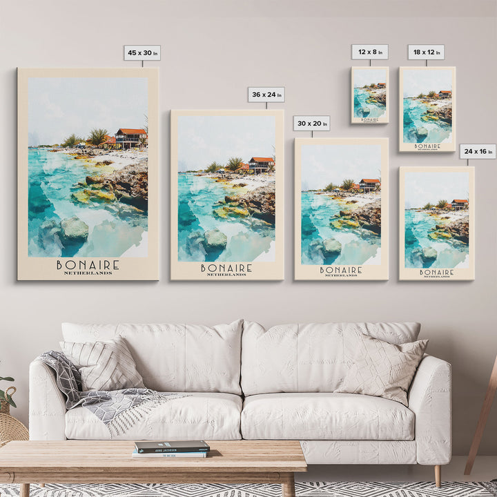 Bonaire, Netherlands Watercolor Print, Vacation Gift, Netherlands Wall Art, Beach Painting, Beach Decor, Beach Or Lakehouse Art