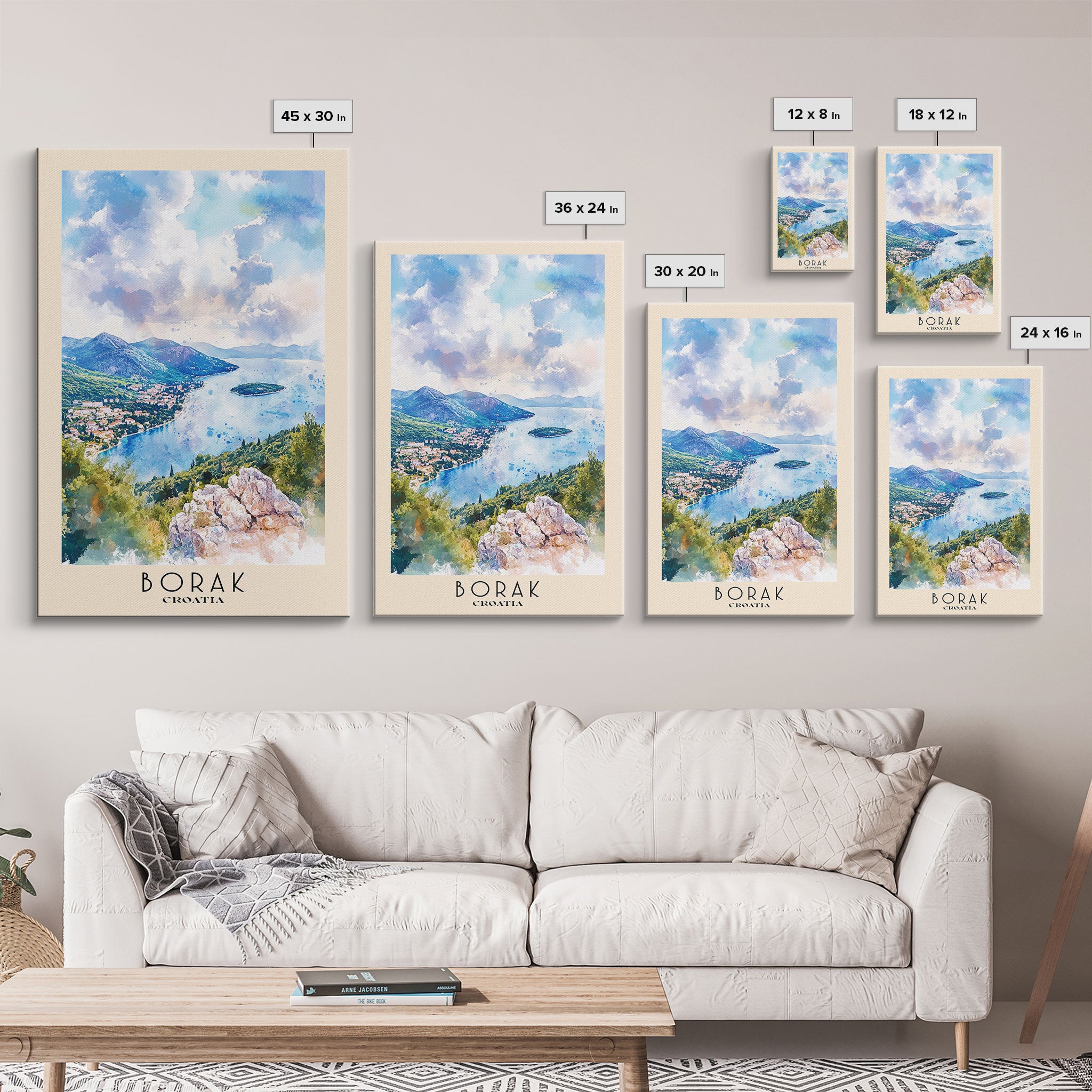Borak, Croatia Watercolor Print, Vacation Gift, Croatia Wall Art, Beach Painting, Beach Decor, Beach Or Lakehouse Art