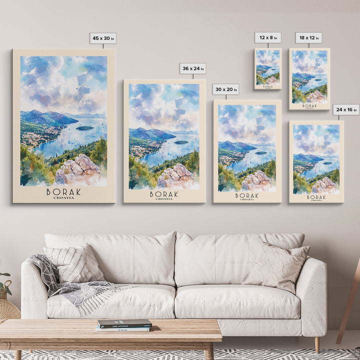 Borak, Croatia Watercolor Print, Vacation Gift, Croatia Wall Art, Beach Painting, Beach Decor, Beach Or Lakehouse Art