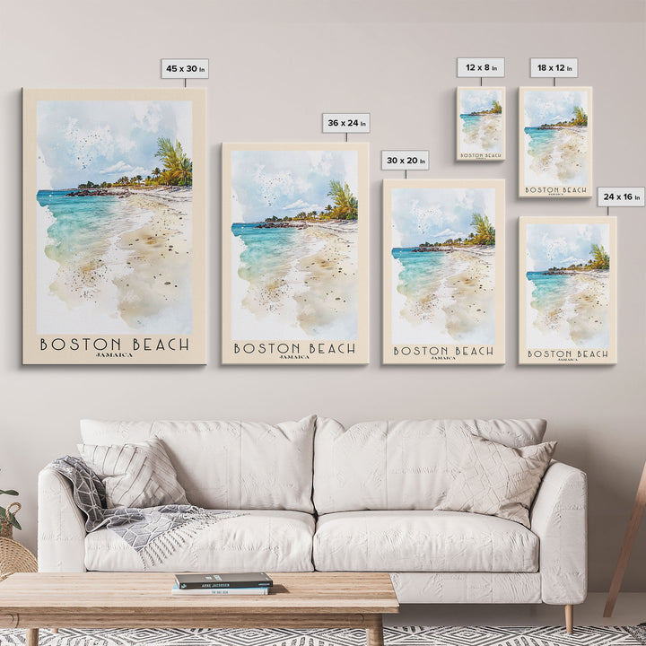 Boston Beach, Jamaica Watercolor Beach Print, Vacation Gift, Jamaica Wall Art, Beach Painting, Beach Decor, Beach Painting