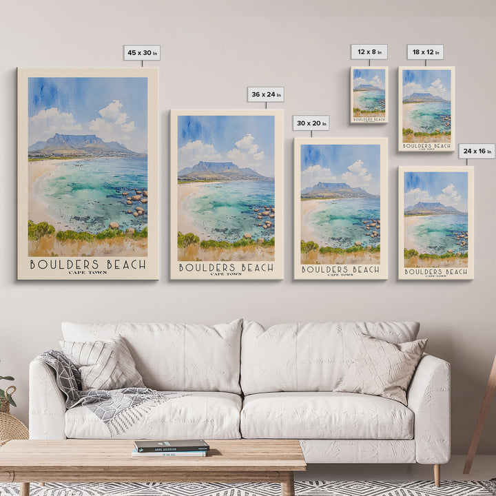 Boulders Beach, Cape Town Watercolor Beach Print, Vacation Gift, Cape Town Wall Art, Beach Painting, Beach Decor, Beach Painting