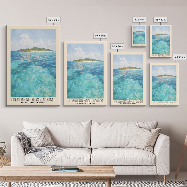 Buck Island Reef National Monument, US Virgin islands Watercolor Print, Vacation Gift, US Virgin islands Wall Art, Beach Painting, Beach Decor, Beach Or Lakehouse Art