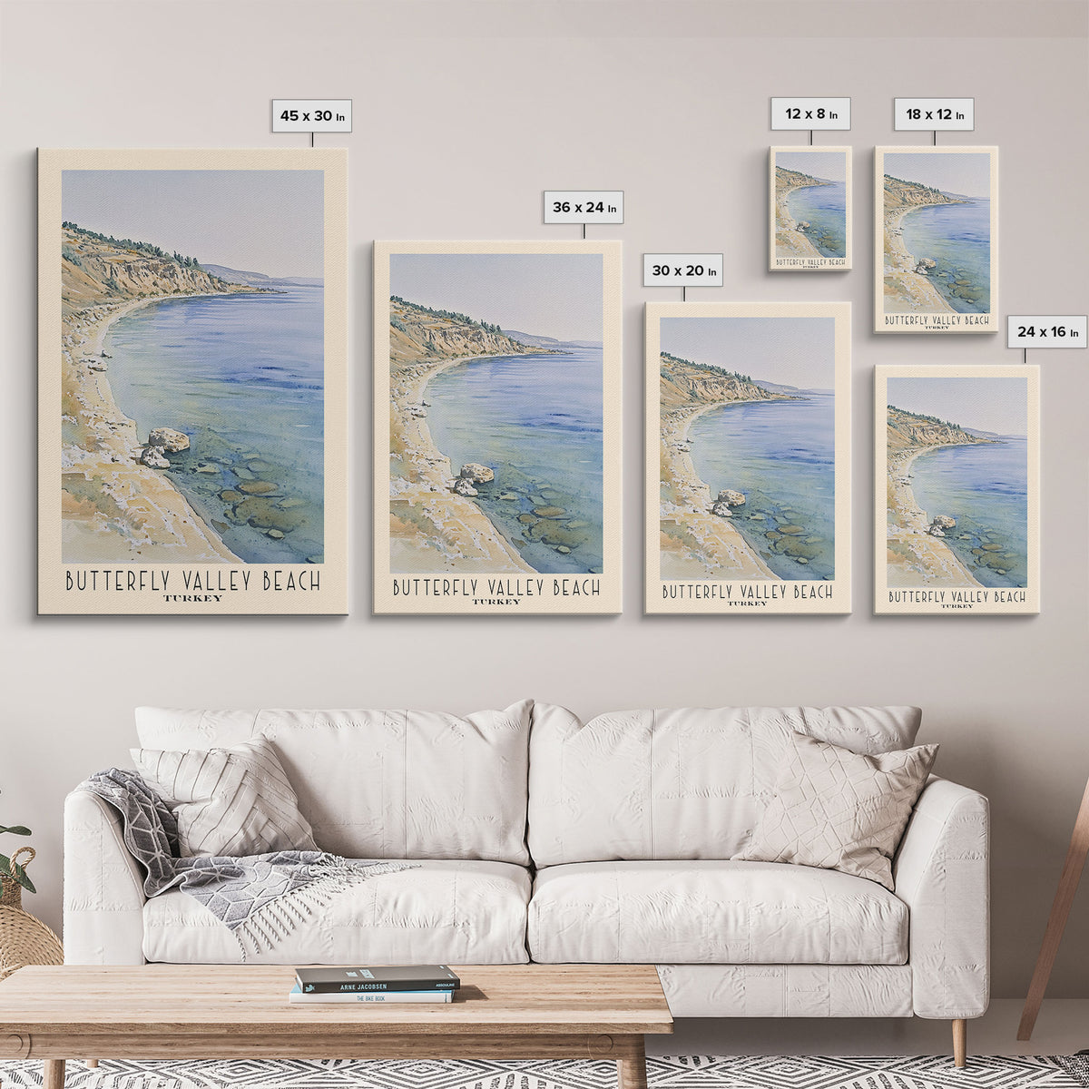 Butterfly Valley Beach, Turkey Watercolor Print, Vacation Gift, Turkey Wall Art, Vacation Wall Art, Vacatation Memories, Beach Decor, Beach Or Lakehouse Art
