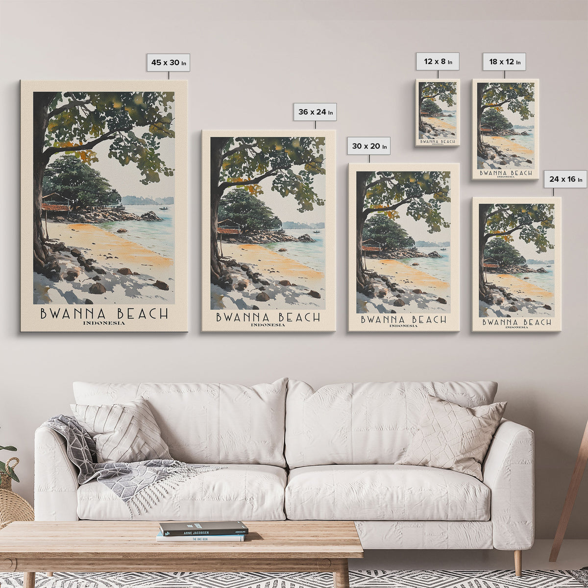 Bwanna Beach, Indonesia Watercolor Print, Vacation Gift, Indonesia Wall Art, Beach Painting, Beach Decor, Beach Or Lakehouse Art