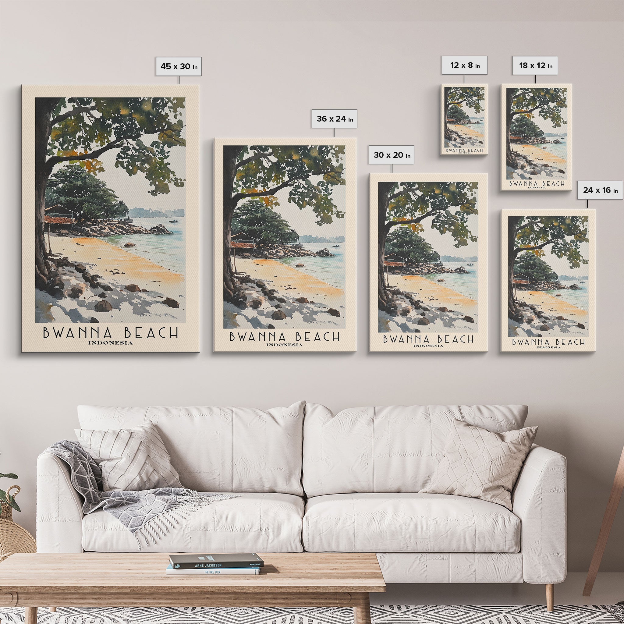 Bwanna Beach, Indonesia Watercolor Print, Vacation Gift, Indonesia Wall Art, Beach Painting, Beach Decor, Beach Or Lakehouse Art