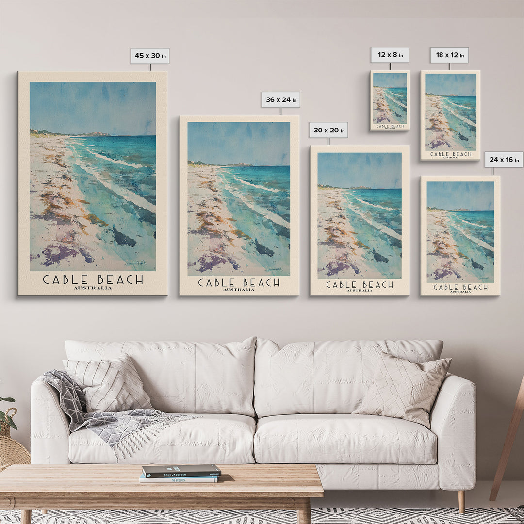 Cable Beach, Australia Watercolor Print, Vacation Gift, Australia Wall Art, Beach Painting, Beach Decor, Beach Or Lakehouse Art