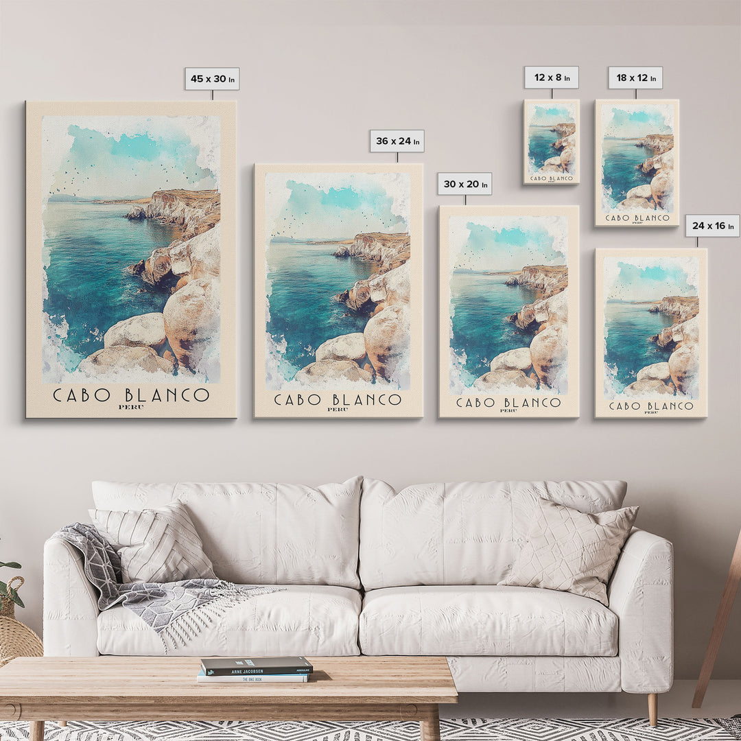 Cabo Blanco, Peru Watercolor Beach Print, Vacation Gift, Peru Wall Art, Beach Painting, Beach Decor, Beach Painting