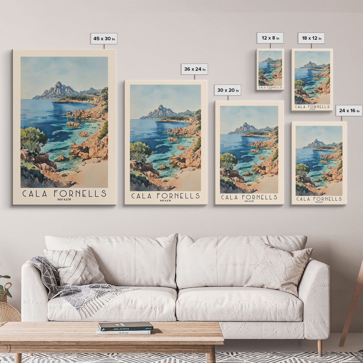 Cala Fornells, Spain Watercolor Print, Vacation Gift, Spain Wall Art, Beach Painting, Beach Decor, Beach Or Lakehouse Art