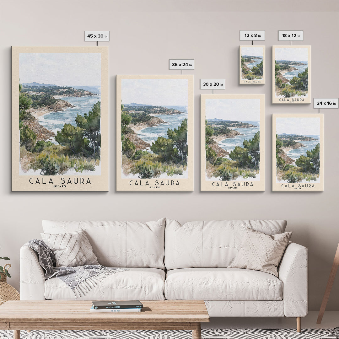 Cala Saura, Spain Watercolor Print, Vacation Gift, Spain Wall Art, Vacation Wall Art, Vacatation Memories, Beach Decor, Beach Or Lakehouse Art