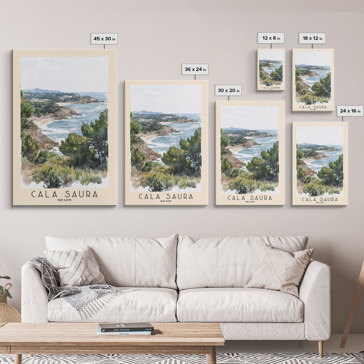 Cala Saura, Spain Watercolor Print, Vacation Gift, Spain Wall Art, Vacation Wall Art, Vacatation Memories, Beach Decor, Beach Or Lakehouse Art
