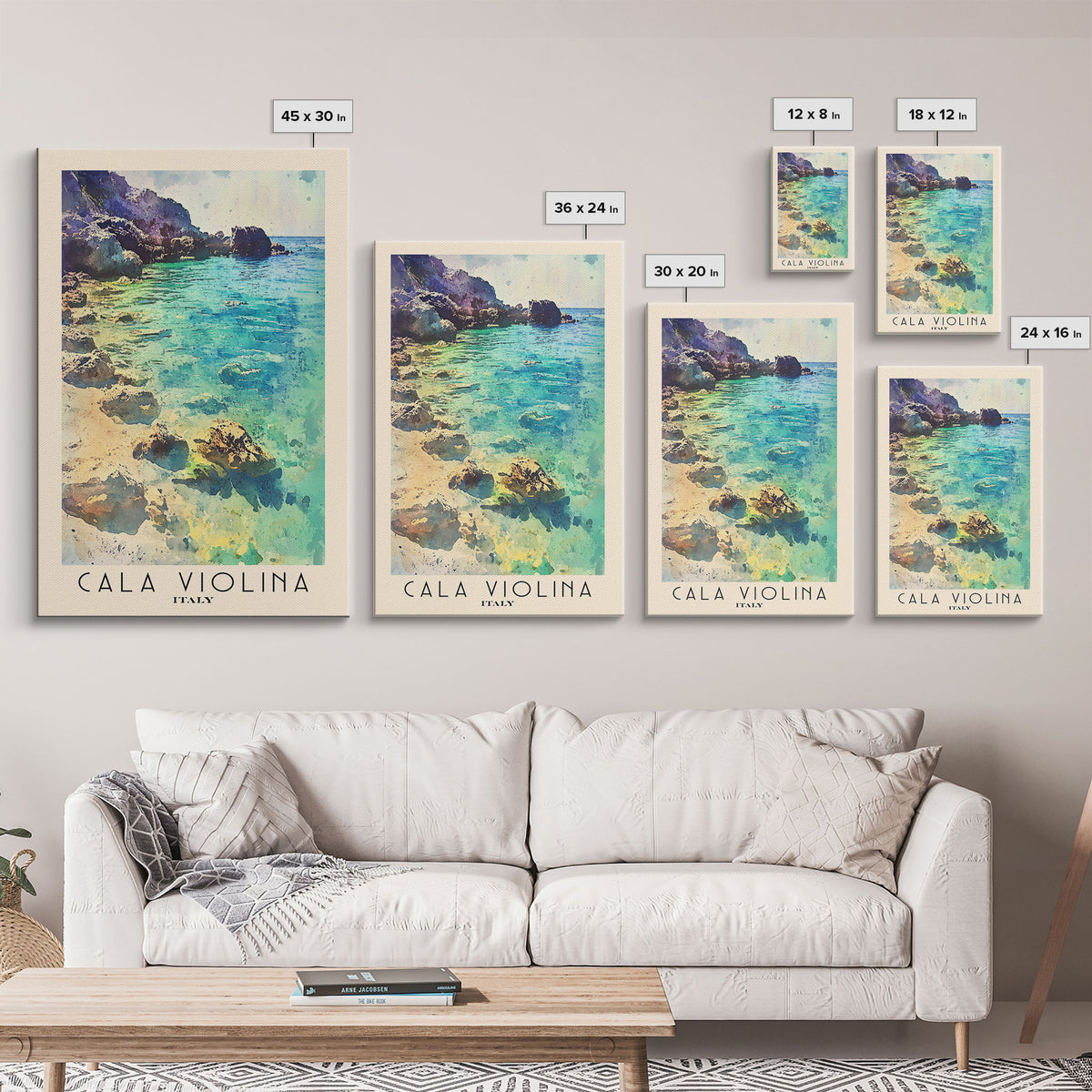 Cala Violina, Italy Watercolor Print, Vacation Gift, Italy Wall Art, Beach Painting, Beach Decor, Beach Or Lakehouse Art