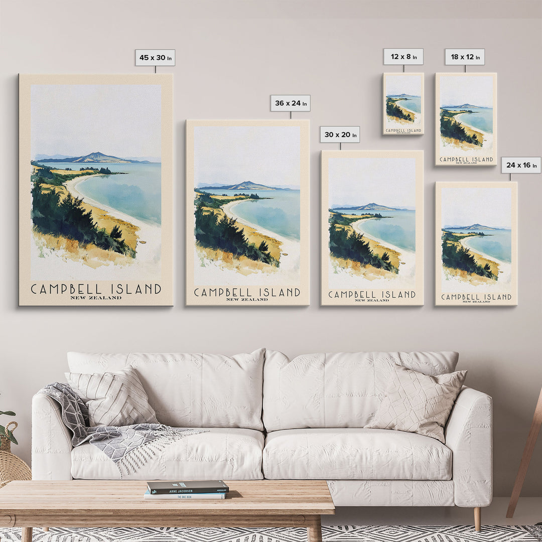 Campbell Island, New Zealand Watercolor Print, Vacation Gift, New Zealand Wall Art, Vacation Wall Art, Vacatation Memories, Beach Decor, Beach Or Lakehouse Art