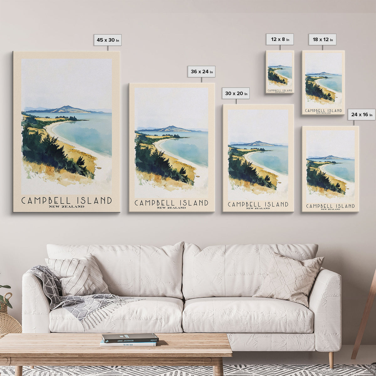 Campbell Island, New Zealand Watercolor Print, Vacation Gift, New Zealand Wall Art, Vacation Wall Art, Vacatation Memories, Beach Decor, Beach Or Lakehouse Art