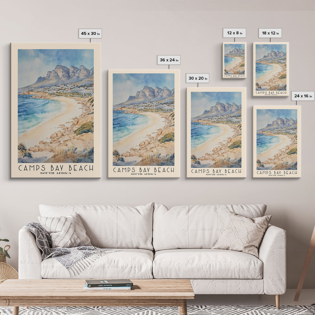 Camps Bay Beach, South Africa Watercolor Print, Vacation Gift, South Africa Wall Art, Beach Painting, Beach Decor, Beach Or Lakehouse Art