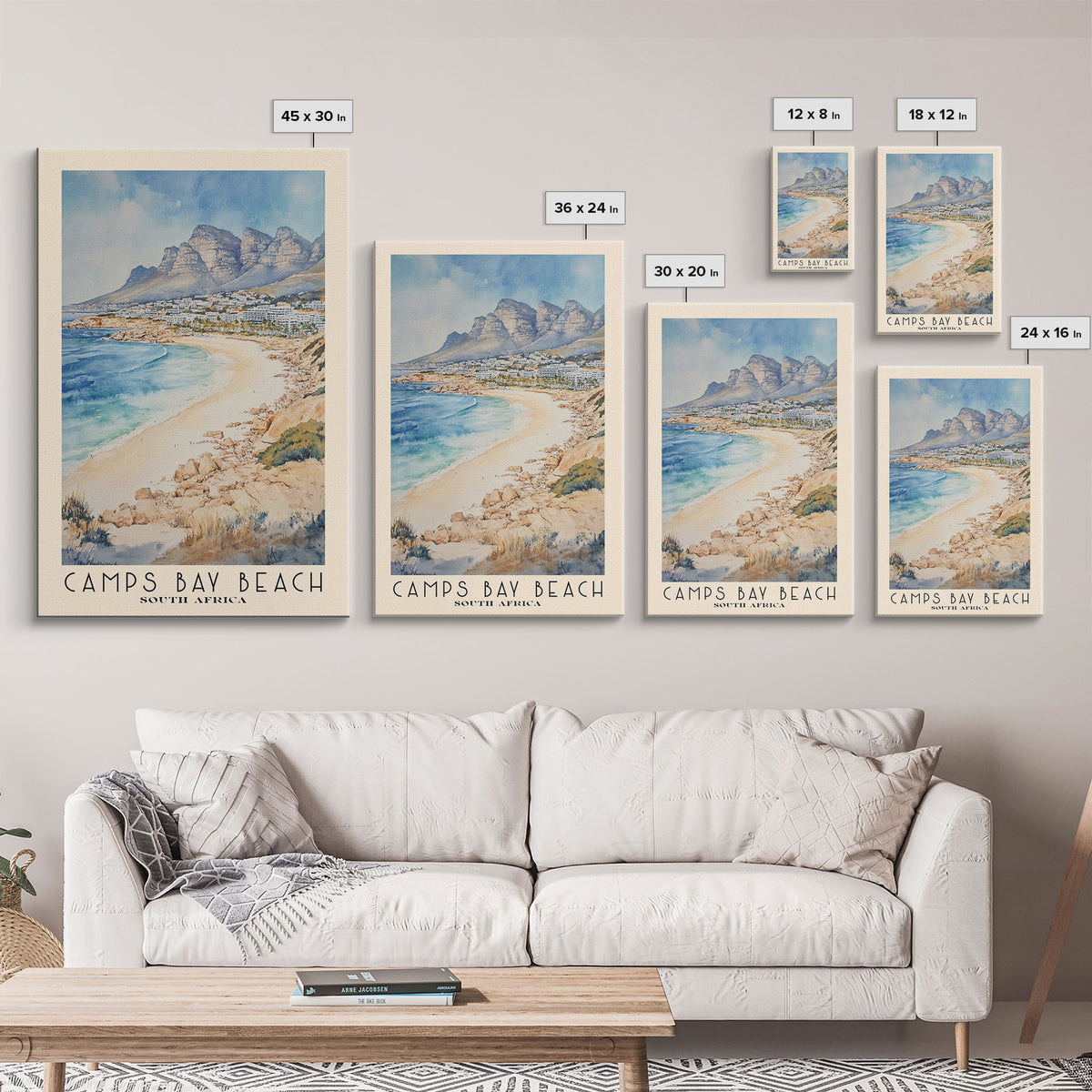 Camps Bay Beach, South Africa Watercolor Print, Vacation Gift, South Africa Wall Art, Beach Painting, Beach Decor, Beach Or Lakehouse Art