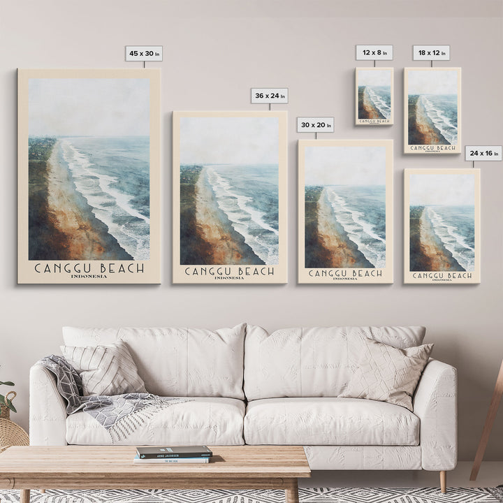 Canggu Beach, Indonesia Watercolor Print, Vacation Gift, Indonesia Wall Art, Beach Painting, Beach Decor, Large Wall Art, Wood Frame Art