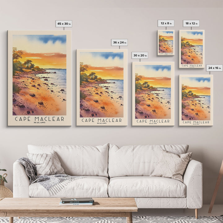 Cape Maclear, Malawi Watercolor Print, Vacation Gift, Malawi Wall Art, Beach Painting, Beach Decor, Large Wall Art, Wood Frame Art