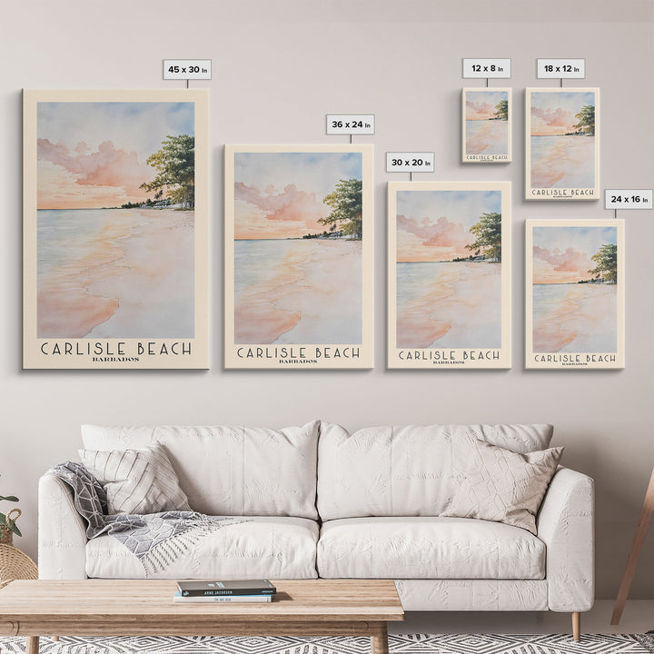 Carlisle Beach, Barbados Watercolor Print, Vacation Gift, Barbados Wall Art, Beach Painting, Beach Decor, Beach Or Lakehouse Art