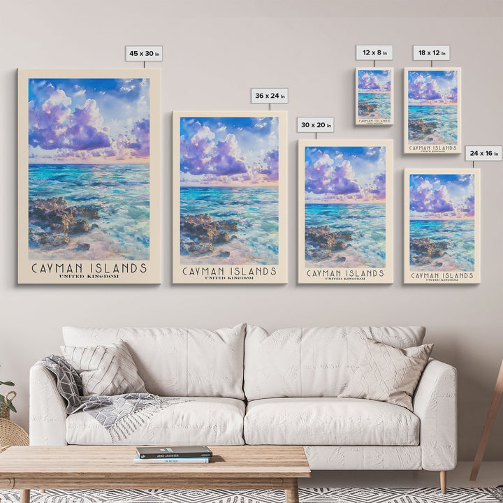 Cayman Islands, United Kingdom Watercolor Beach Print, Vacation Gift, United Kingdom Wall Art, Beach Painting, Beach Decor, Beach Painting