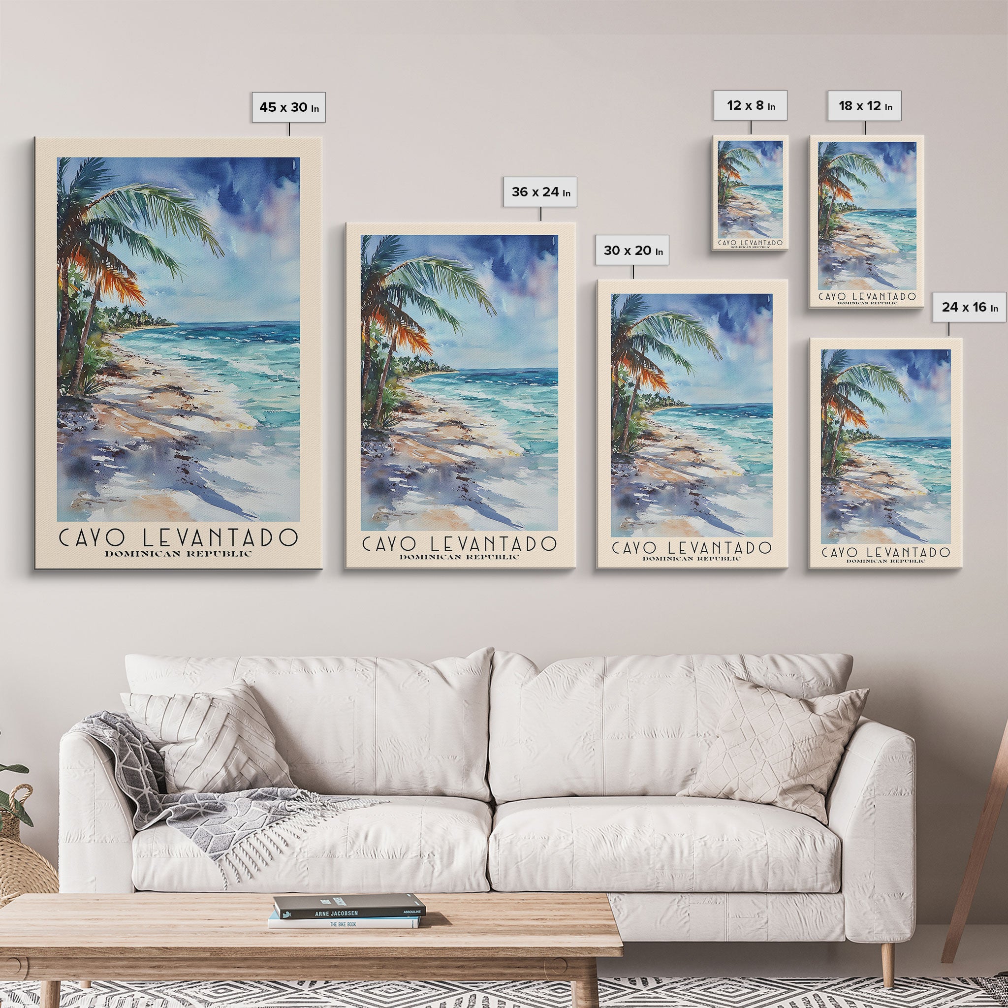 Cayo Levantado, Dominican Republic Watercolor Print, Vacation Gift, Dominican Republic Wall Art, Beach Painting, Beach Decor, Large Wall Art, Wood Frame Art