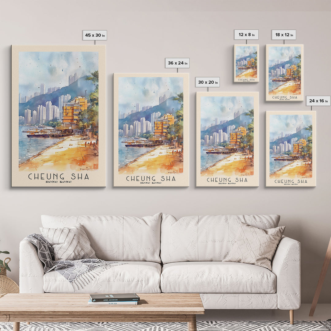 Cheung Sha, Hong Kong Watercolor Print, Vacation Gift, Hong Kong Wall Art, Vacation Wall Art, Vacatation Memories, Beach Decor, Beach Or Lakehouse Art