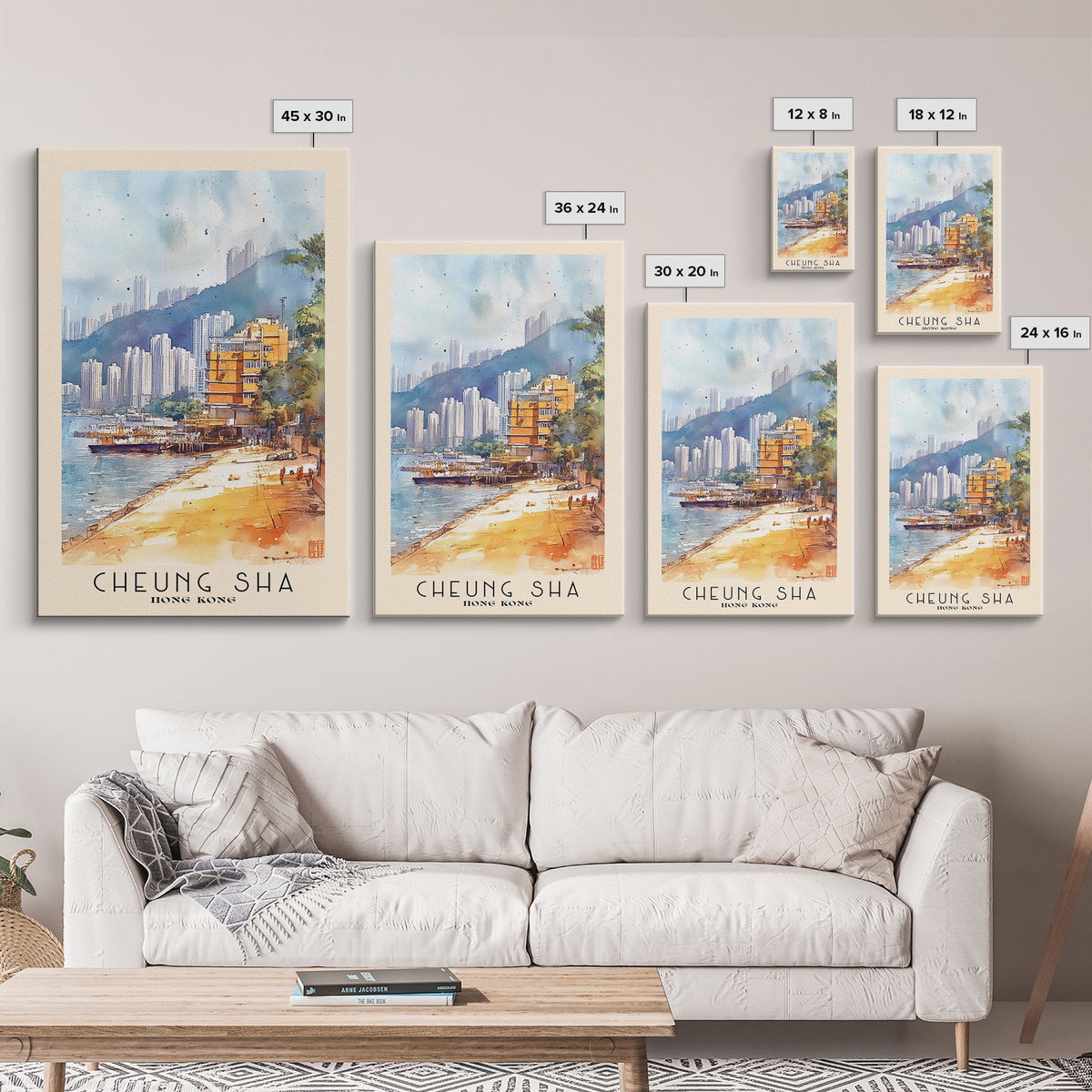 Cheung Sha, Hong Kong Watercolor Print, Vacation Gift, Hong Kong Wall Art, Vacation Wall Art, Vacatation Memories, Beach Decor, Beach Or Lakehouse Art
