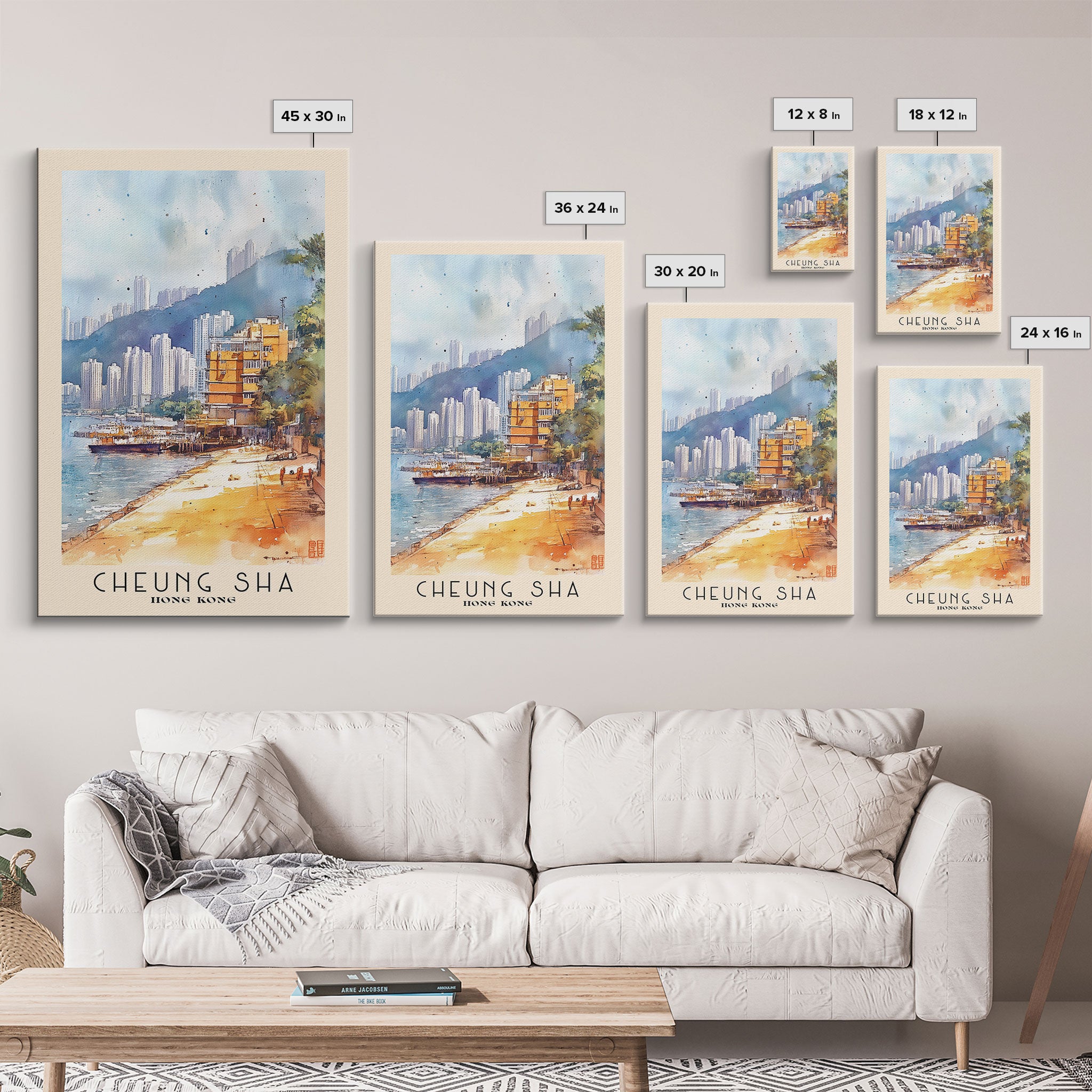 Cheung Sha, Hong Kong Watercolor Print, Vacation Gift, Hong Kong Wall Art, Vacation Wall Art, Vacatation Memories, Beach Decor, Beach Or Lakehouse Art