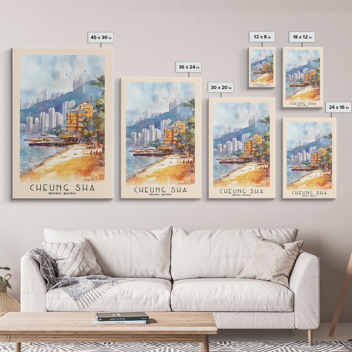 Cheung Sha, Hong Kong Watercolor Print, Vacation Gift, Hong Kong Wall Art, Vacation Wall Art, Vacatation Memories, Beach Decor, Beach Or Lakehouse Art