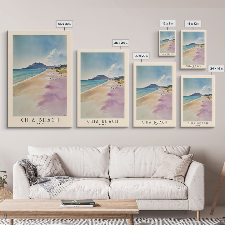 Chia Beach, Italy Watercolor Print, Vacation Gift, Italy Wall Art, Beach Painting, Beach Decor, Beach Or Lakehouse Art