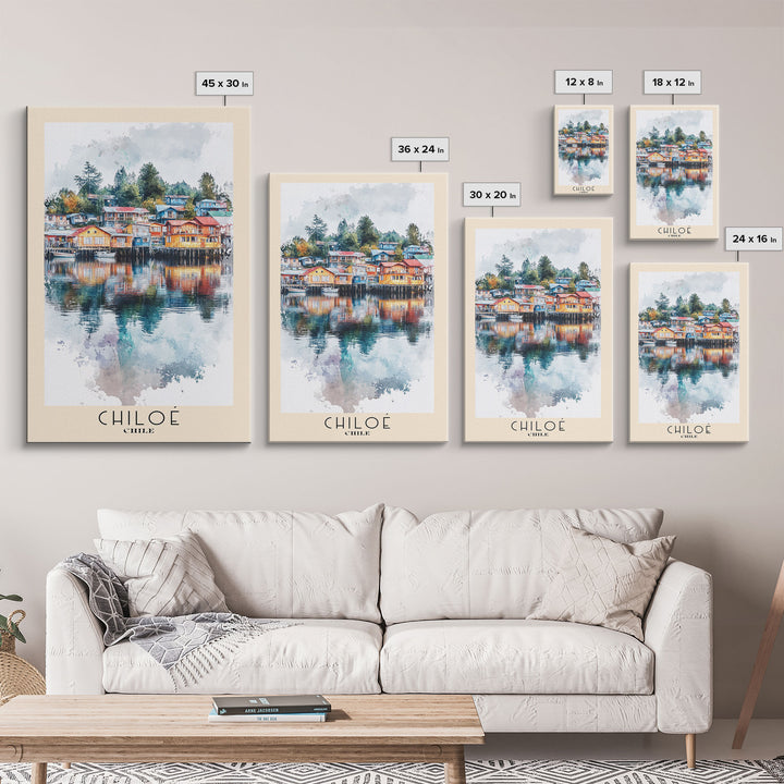 Chiloé, Chile Watercolor Print, Vacation Gift, Chile Wall Art, Vacation Wall Art, Vacatation Memories, Beach Decor, Beach Or Lakehouse Art