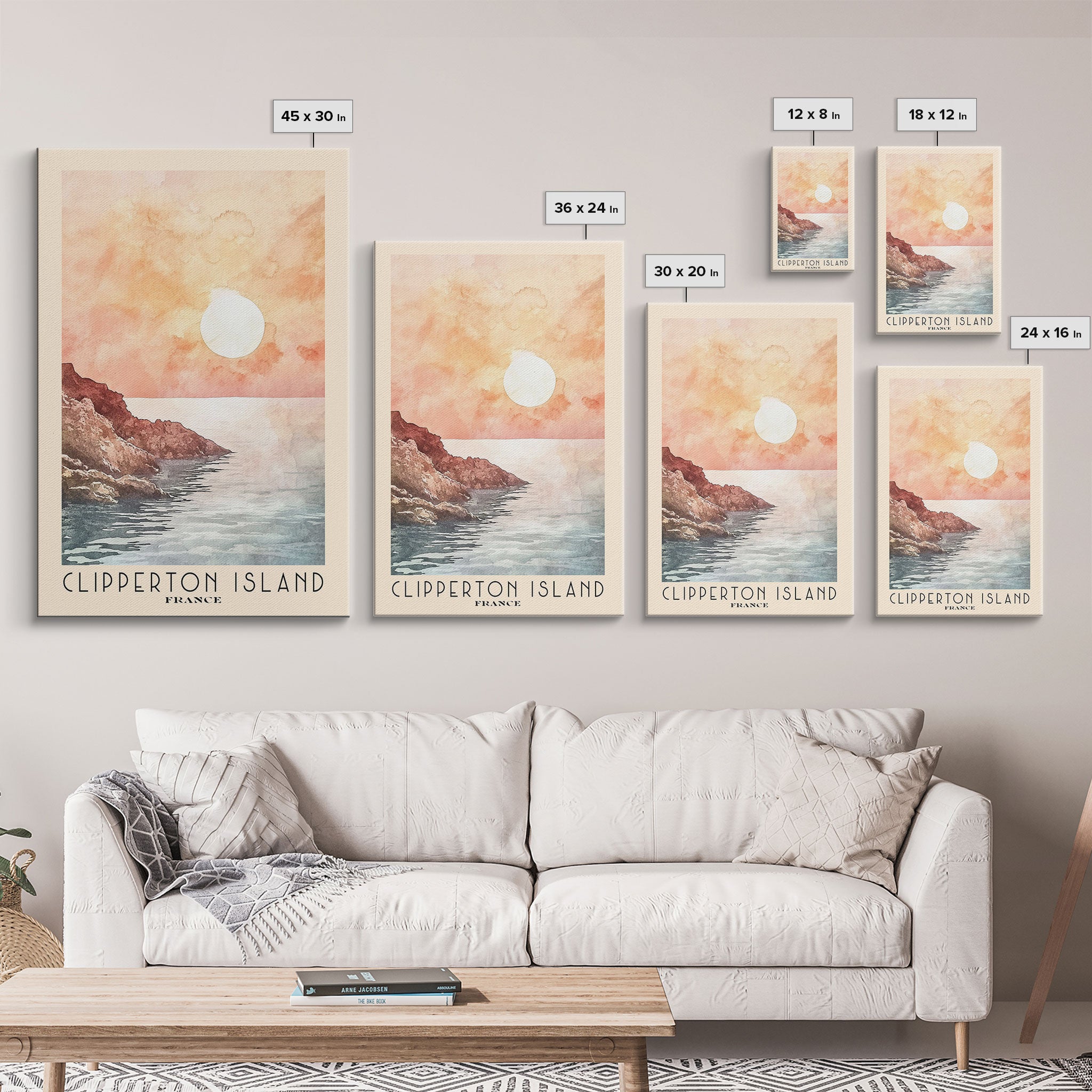 Clipperton Island, France Watercolor Print, Vacation Gift, France Wall Art, Vacation Wall Art, Vacatation Memories, Beach Decor, Beach Or Lakehouse Art