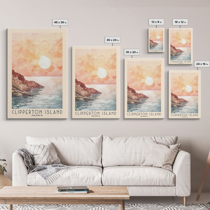 Clipperton Island, France Watercolor Print, Vacation Gift, France Wall Art, Vacation Wall Art, Vacatation Memories, Beach Decor, Beach Or Lakehouse Art