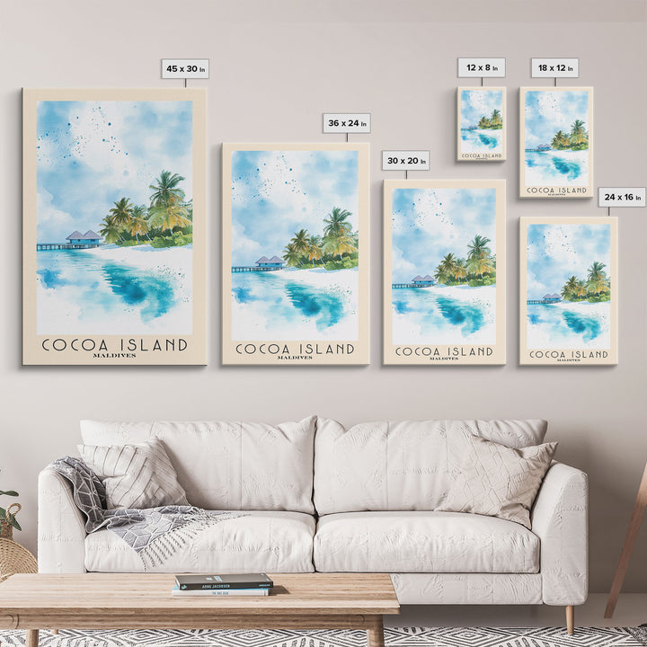 Cocoa Island, Maldives Watercolor Print, Vacation Gift, Maldives Wall Art, Vacation Wall Art, Vacatation Memories, Beach Decor, Beach Or Lakehouse Art