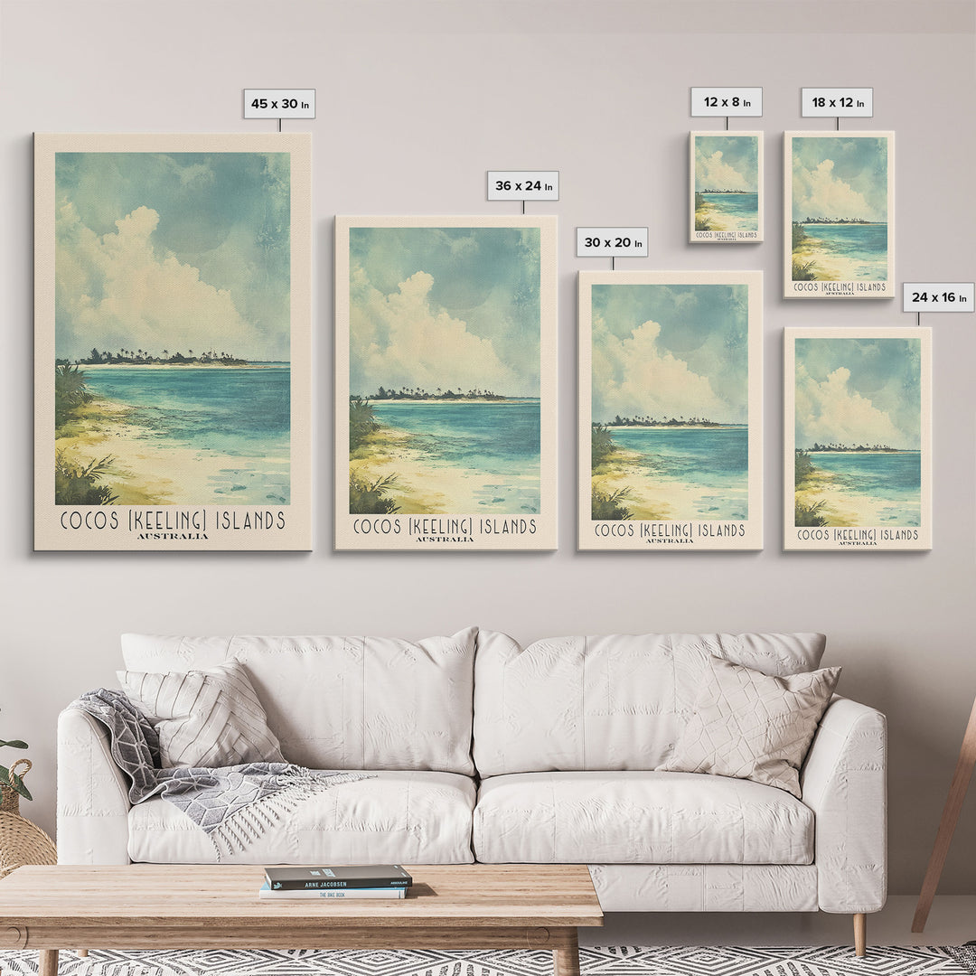 Cocos (Keeling) Islands, Australia Watercolor Print, Vacation Gift, Australia Wall Art, Beach Painting, Beach Decor, Beach Or Lakehouse Art