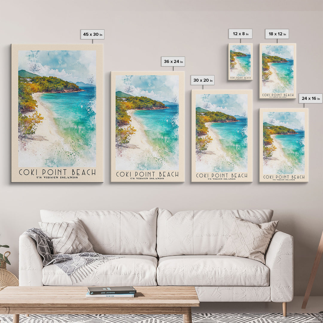 Coki Point Beach, US Virgin islands Watercolor Print, Vacation Gift, US Virgin islands Wall Art, Vacation Wall Art, Vacatation Memories, Beach Decor, Beach Or Lakehouse Art