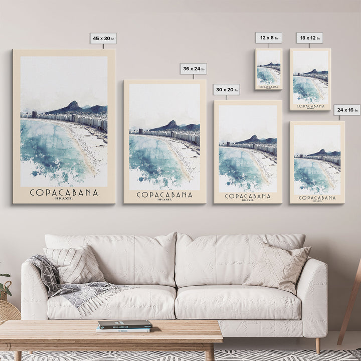 Copacabana, Brazil Watercolor Print, Vacation Gift, Brazil Wall Art, Beach Painting, Beach Decor, Beach Or Lakehouse Art