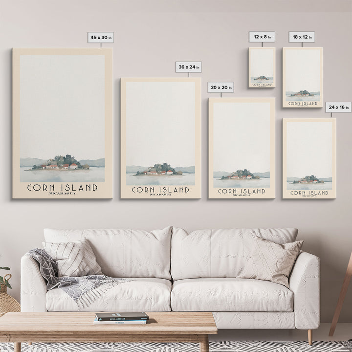 Corn Island, NICARAGUA Watercolor Print, Vacation Gift, NICARAGUA Wall Art, Beach Painting, Beach Decor, Large Wall Art, Wood Frame Art
