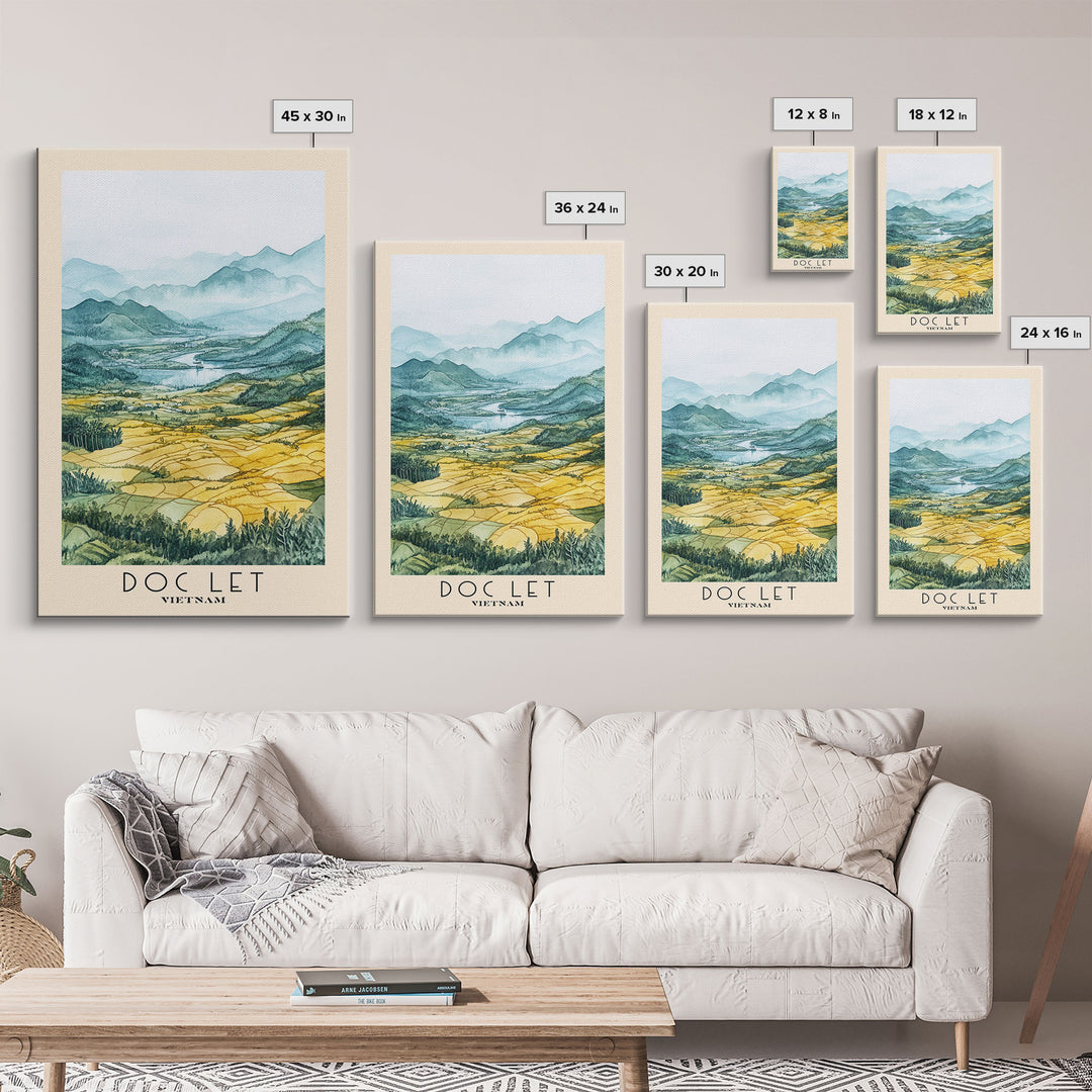 Doc Let, Vietnam Watercolor Print, Vacation Gift, Vietnam Wall Art, Beach Painting, Beach Decor, Large Wall Art, Wood Frame Art