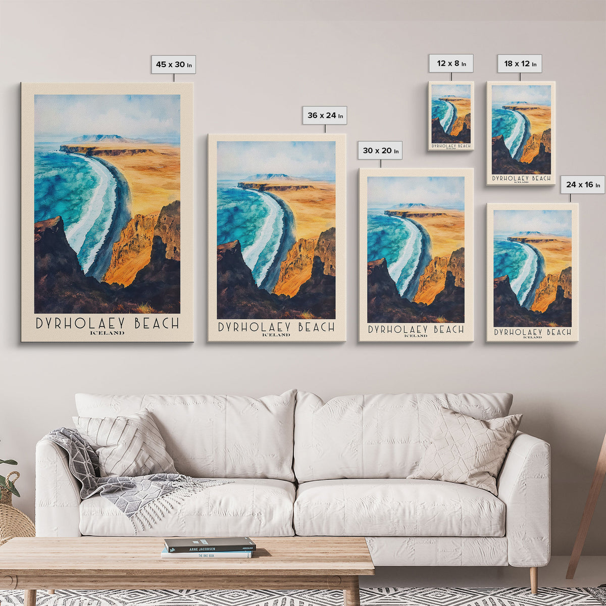 Dyrholaey Beach, Iceland Watercolor Print, Vacation Gift, Iceland Wall Art, Beach Painting, Beach Decor, Beach Or Lakehouse Art
