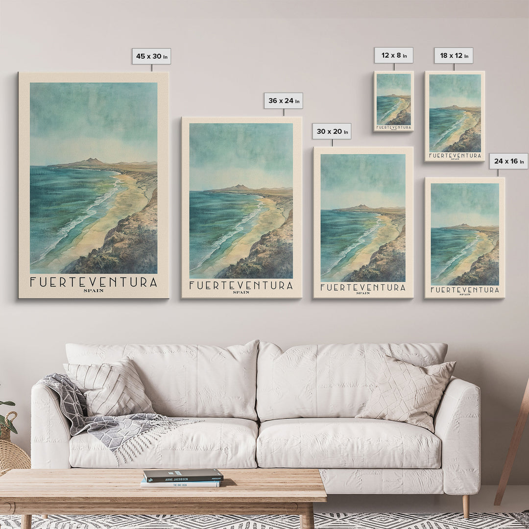 Fuerteventura, Spain Watercolor Print, Vacation Gift, Spain Wall Art, Beach Painting, Beach Decor, Beach Or Lakehouse Art