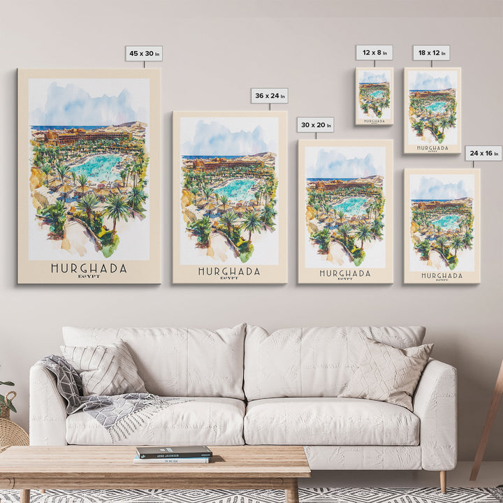 Hurghada, Egypt Watercolor Beach Print, Vacation Gift, Egypt Wall Art, Beach Painting, Beach Decor, Beach Painting