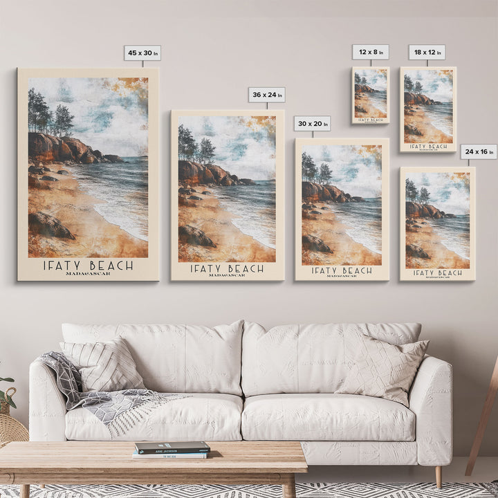 Ifaty Beach, Madagascar Watercolor Print, Vacation Gift, Madagascar Wall Art, Beach Painting, Beach Decor, Large Wall Art, Wood Frame Art