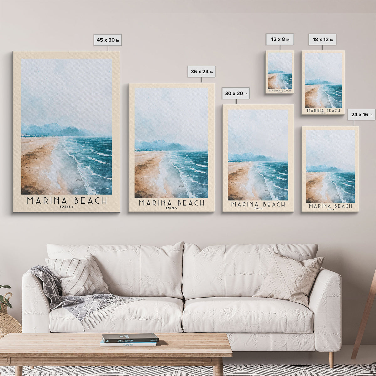 Marina Beach, India Watercolor Print, Vacation Gift, India Wall Art, Vacation Wall Art, Vacatation Memories, Beach Decor, Beach Or Lakehouse Art