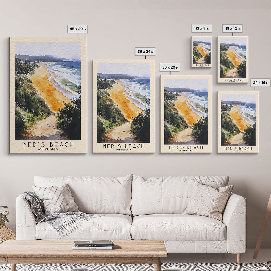 Ned's Beach, Australia Watercolor Print, Vacation Gift, Australia Wall Art, Vacation Wall Art, Vacatation Memories, Beach Decor, Beach Or Lakehouse Art