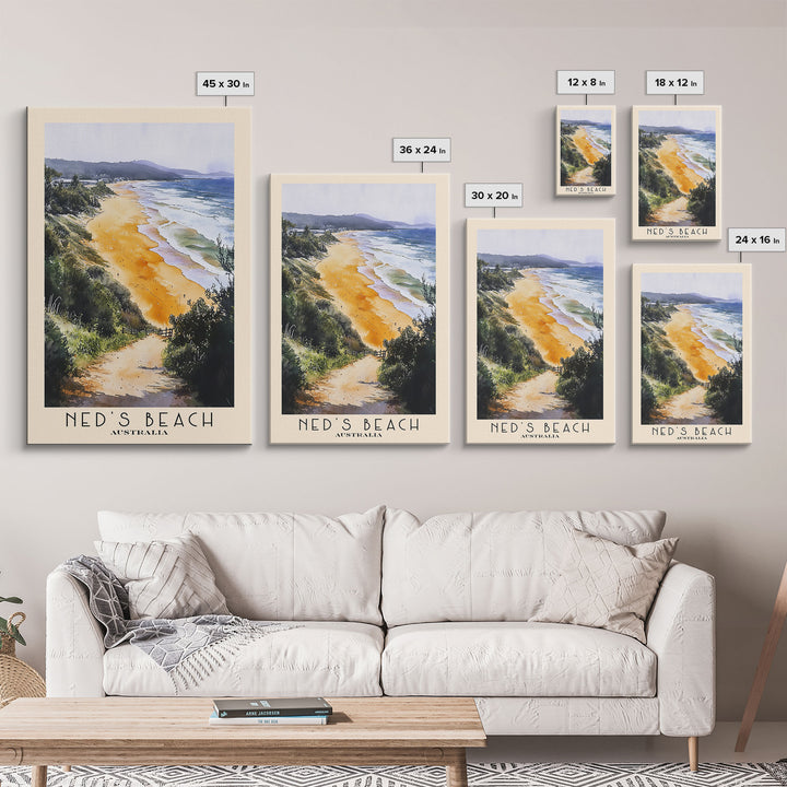 Ned's Beach, Australia Watercolor Print, Vacation Gift, Australia Wall Art, Vacation Wall Art, Vacatation Memories, Beach Decor, Beach Or Lakehouse Art