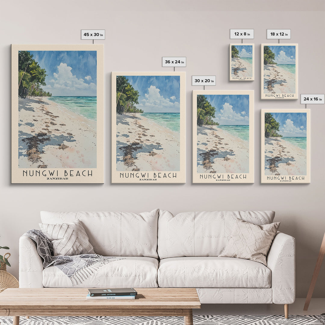 Nungwi Beach, Zanzibar Watercolor Print, Vacation Gift, Zanzibar Wall Art, Beach Painting, Beach Decor, Beach Or Lakehouse Art