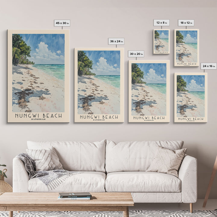 Nungwi Beach, Zanzibar Watercolor Print, Vacation Gift, Zanzibar Wall Art, Beach Painting, Beach Decor, Beach Or Lakehouse Art